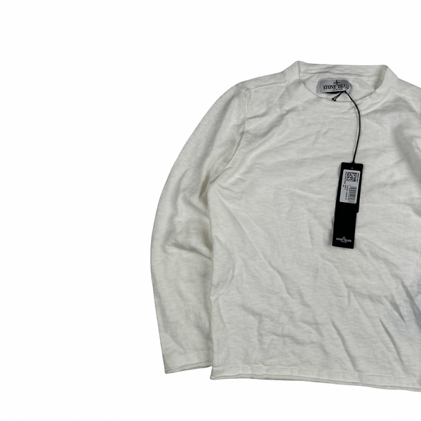Stone Island Junior 2025 Cream Arm Logo Pullover Jumper - Age 8