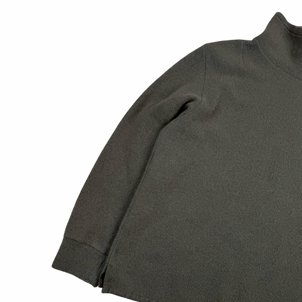 Stone Island 2001 Khaki Wool Blend Vintage Ribbed High Neck Jumper - XL