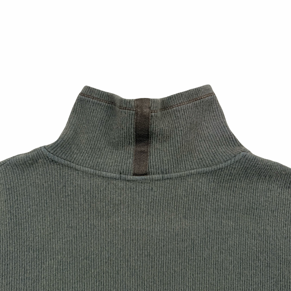 Stone Island 2001 Khaki Wool Blend Vintage Ribbed High Neck Jumper - XL