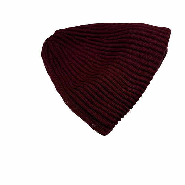 Stone Island Burgandy Ribbed Wool Badge Beanie