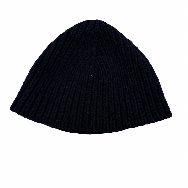 Stone Island 2011 Black Ribbed Wool Badge Beanie