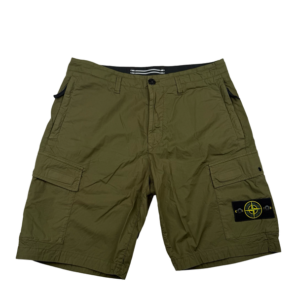 Stone Island 2021 Khaki Cotton Cargo Shorts - 32"
