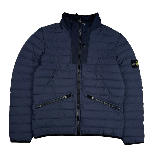 Stone Island 2019 Navy Blue Down Filled Loom Woven Puffer Jacket - Medium