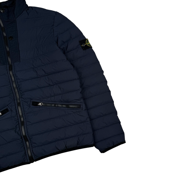 Stone Island 2019 Navy Blue Down Filled Loom Woven Puffer Jacket - Medium