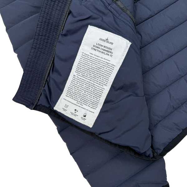 Stone Island 2019 Navy Blue Down Filled Loom Woven Puffer Jacket - Medium