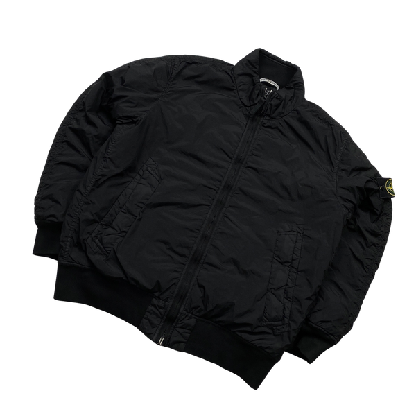 Stone Island 2015 Black Crinkle Reps Padded Bomber Jacket - XXL