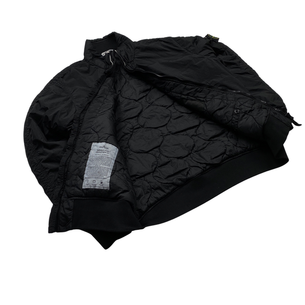 Stone Island 2015 Black Crinkle Reps Padded Bomber Jacket - XXL