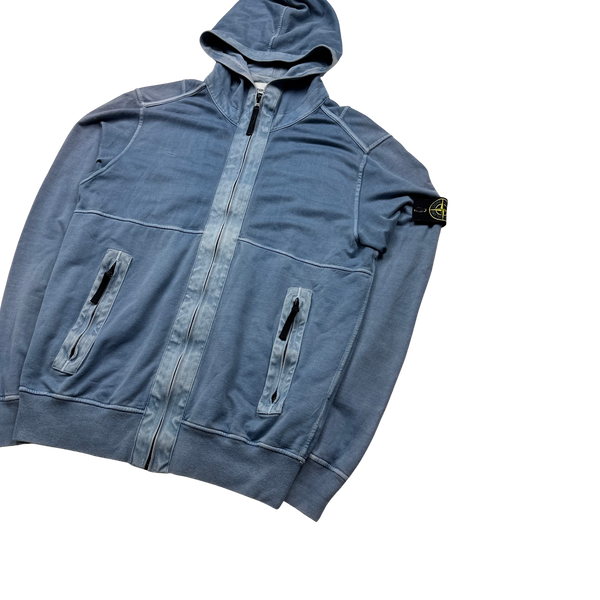 Stone Island 2014 Light Blue Two Tone Zipped Hoodie - Large