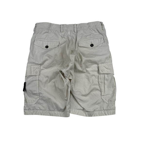 Stone Island White Cotton Cargo Shorts - 31"