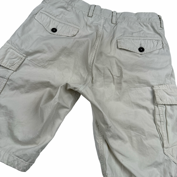 Stone Island White Cotton Cargo Shorts - 31"