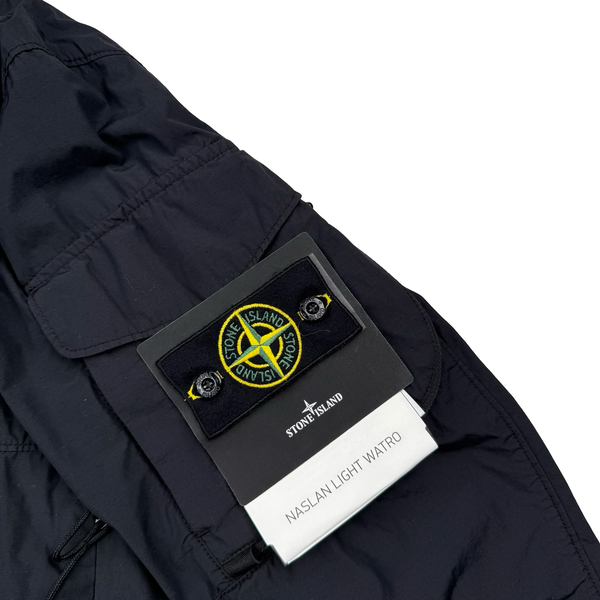 Stone Island 2022 Black Naslan Light Watro TC Hooded Jacket - Medium
