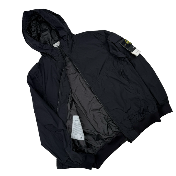 Stone Island 2022 Black Naslan Light Watro TC Hooded Jacket - Medium