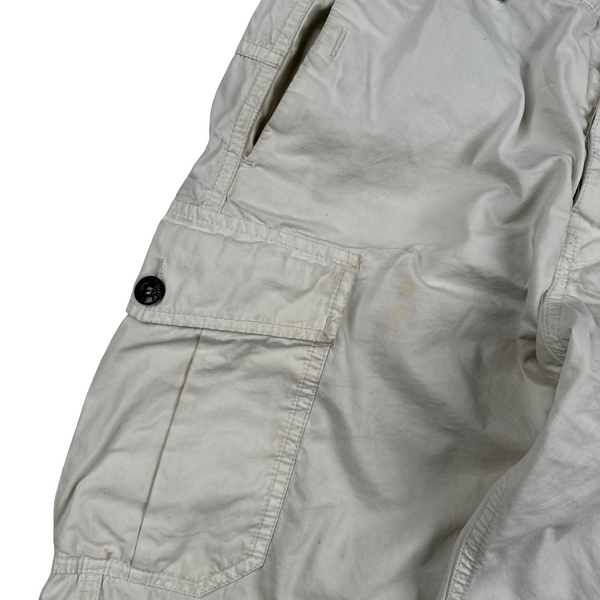 Stone Island White Cotton Cargo Shorts - 31"