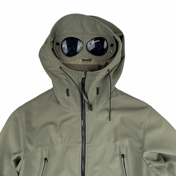 CP Company Khaki Fleece Lined Soft Shell Lens Jacket - Medium (48)