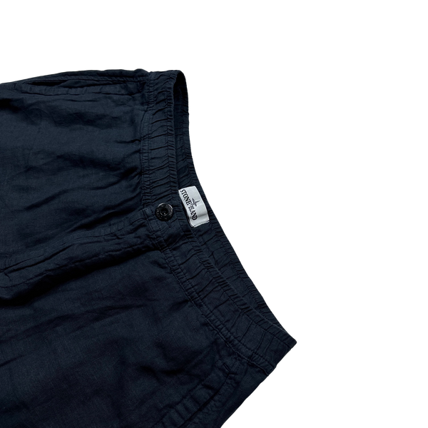 Stone Island Navy Linen Summer Trousers - 34"