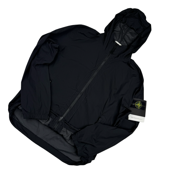 Stone Island 2020 Black Skin Touch Nylon Hooded Jacket - Medium