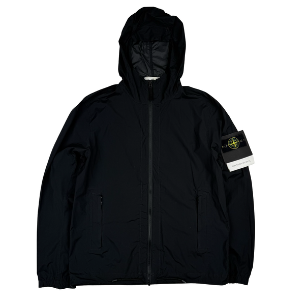 Stone Island 2020 Black Skin Touch Nylon Hooded Jacket - Medium