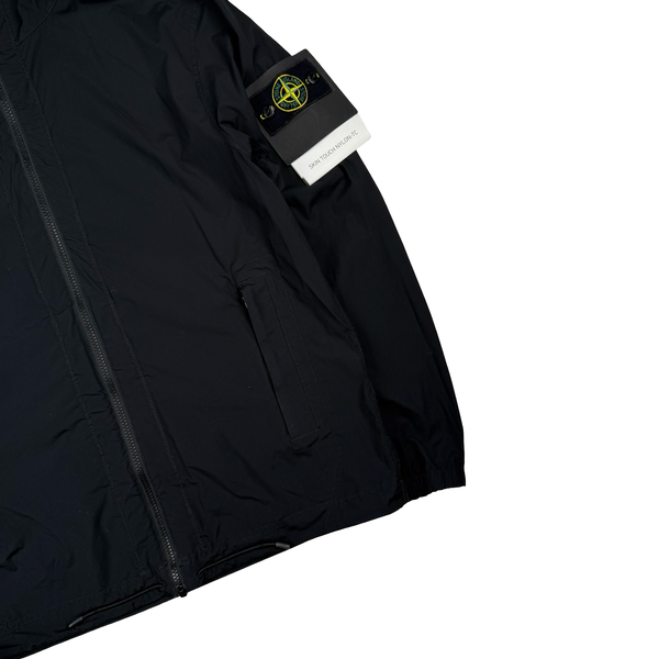 Stone Island 2020 Black Skin Touch Nylon Hooded Jacket - Medium
