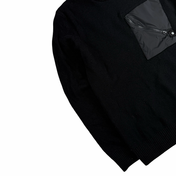 CP Company Black Wool Blend Chest Pocket Lens View Knit - XL