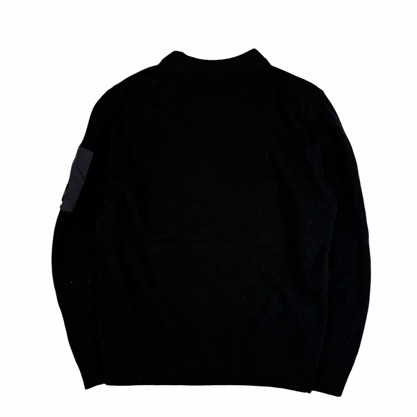 CP Company Black Wool Blend Chest Pocket Lens View Knit - XL