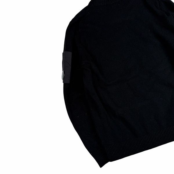 CP Company Black Wool Blend Chest Pocket Lens View Knit - XL