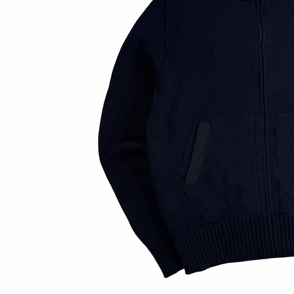 Stone Island 2011 Navy Wool Blend Full Zip Hooded Jumper - Large