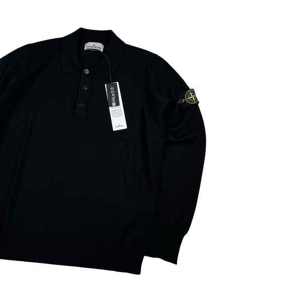 Stone Island 2024 Black Lana Wool Knit Jumper - Small