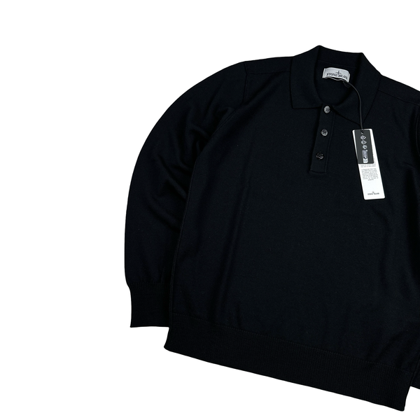 Stone Island 2024 Black Lana Wool Knit Jumper - Small