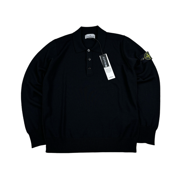 Stone Island 2024 Black Lana Wool Knit Jumper - Small