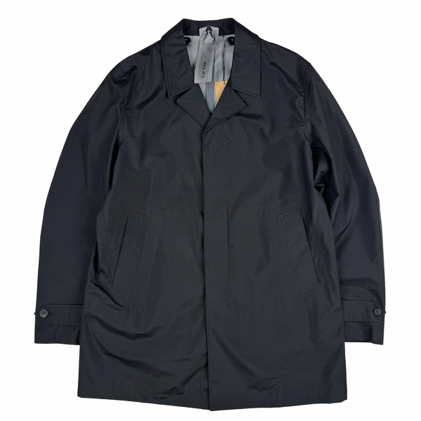 Ten C 3L Black Long Car Coat Buttoned Nylon Jacket - XXL