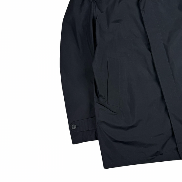 Ten C 3L Black Long Car Coat Buttoned Nylon Jacket - XXL