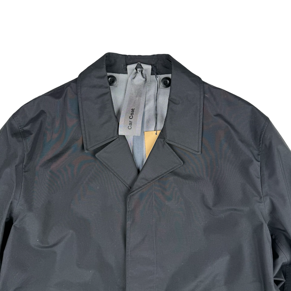Ten C 3L Black Long Car Coat Buttoned Nylon Jacket - XXL