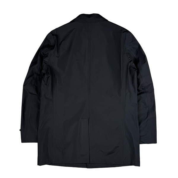 Ten C 3L Black Long Car Coat Buttoned Nylon Jacket - XXL