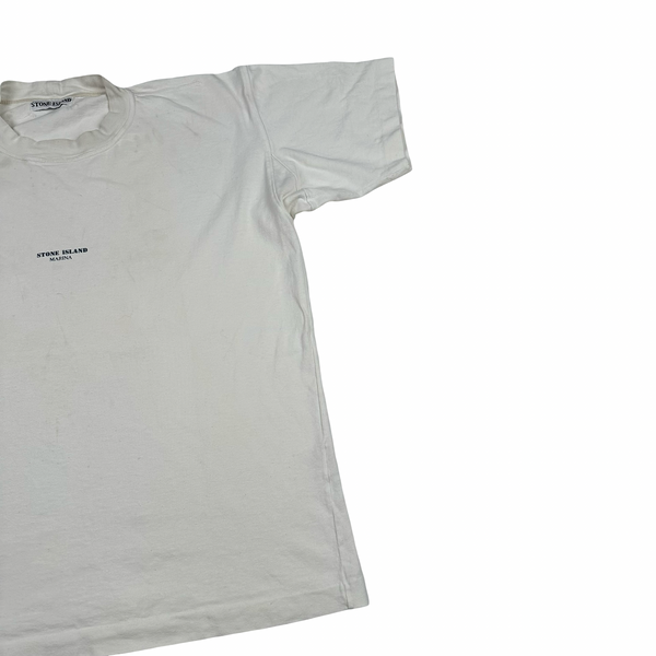 Stone Island 90's White Marina Cotton Spellout Vintage T Shirt - Large