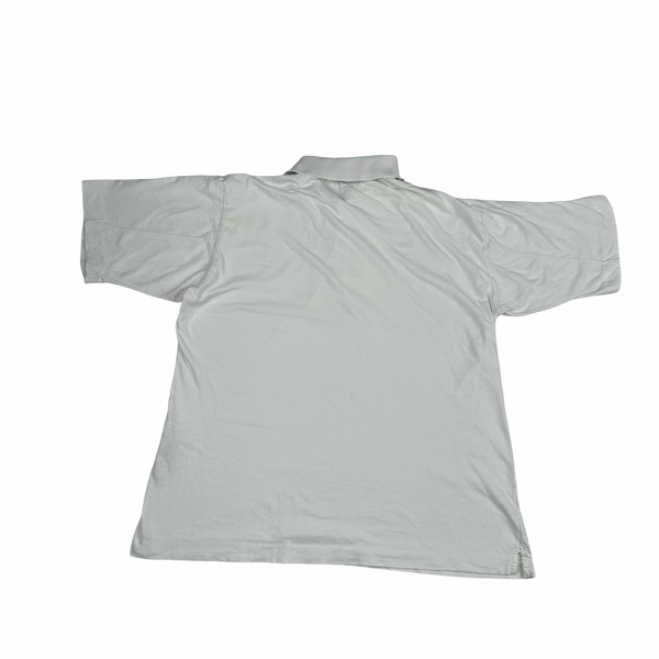Stone Island 1997 White Cotton Spellout Vintage Polo Shirt - Medium