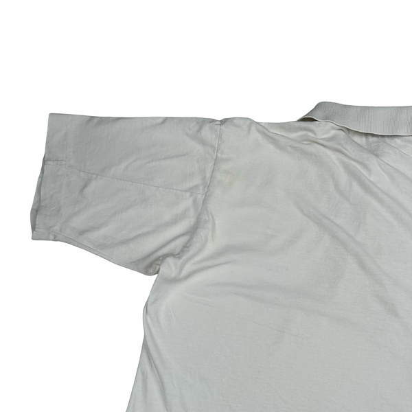 Stone Island 1997 White Cotton Spellout Vintage Polo Shirt - Medium
