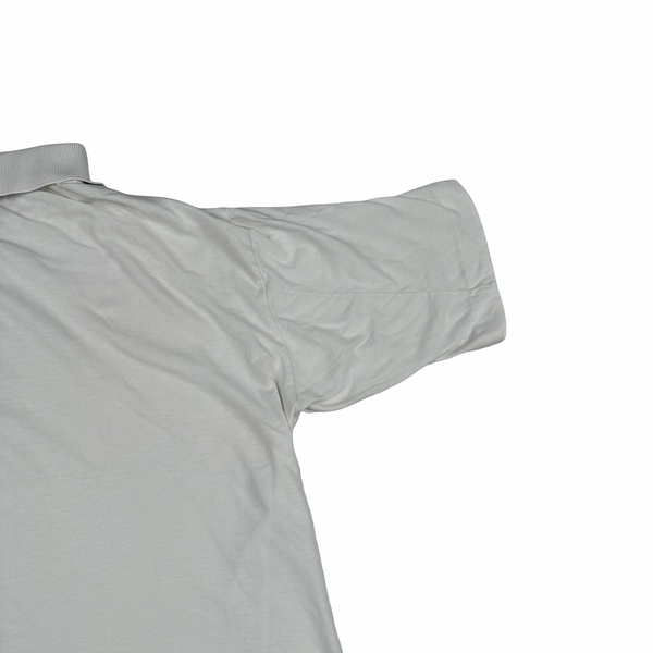 Stone Island 1997 White Cotton Spellout Vintage Polo Shirt - Medium