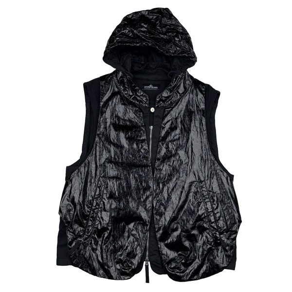 Stone Island 2022 Black Shadow Project Glass Linen Utility Vest - Large