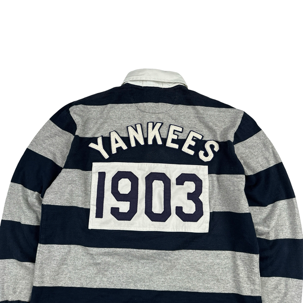 Ralph Lauren x NY Yankee Navy Stripped Long Sleeve Polo Shirt - Small