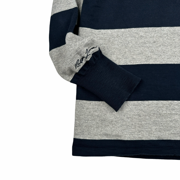 Ralph Lauren x NY Yankee Navy Stripped Long Sleeve Polo Shirt - Small
