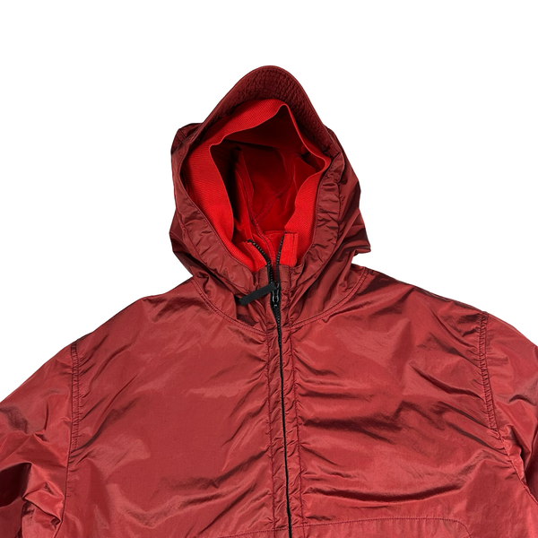 Stone Island 2007 Red Nylon Metal Hooded Jacket - Large