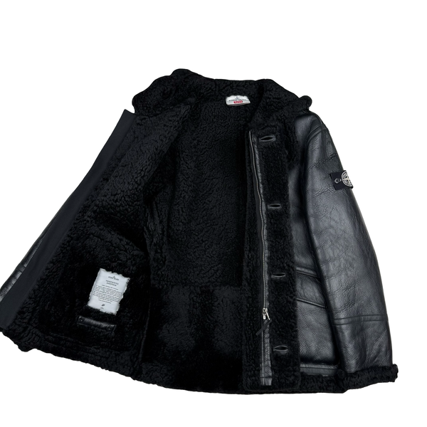 Stone Island X Supreme Hand Painted Hooded Shearling Jacket - Small