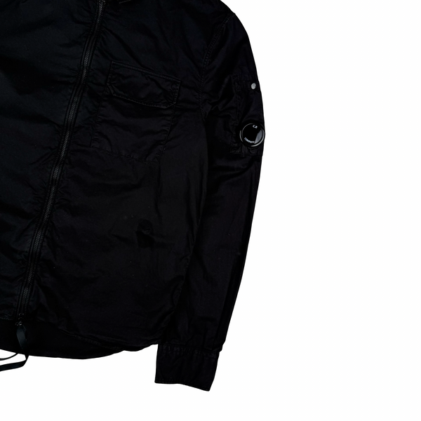 CP Company Black Cotton Lens View Zipped Overshirt - Small