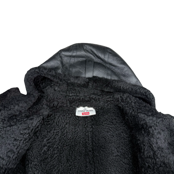 Stone Island X Supreme Hand Painted Hooded Shearling Jacket - Small