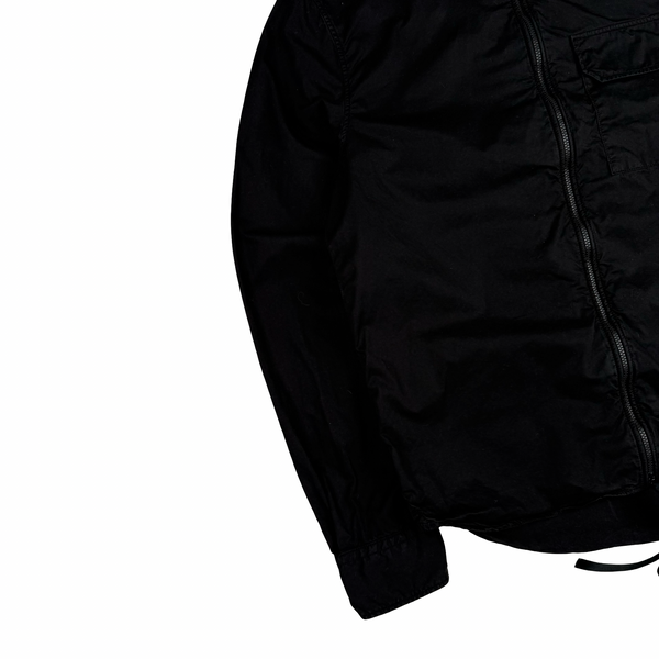 CP Company Black Cotton Lens View Zipped Overshirt - Small