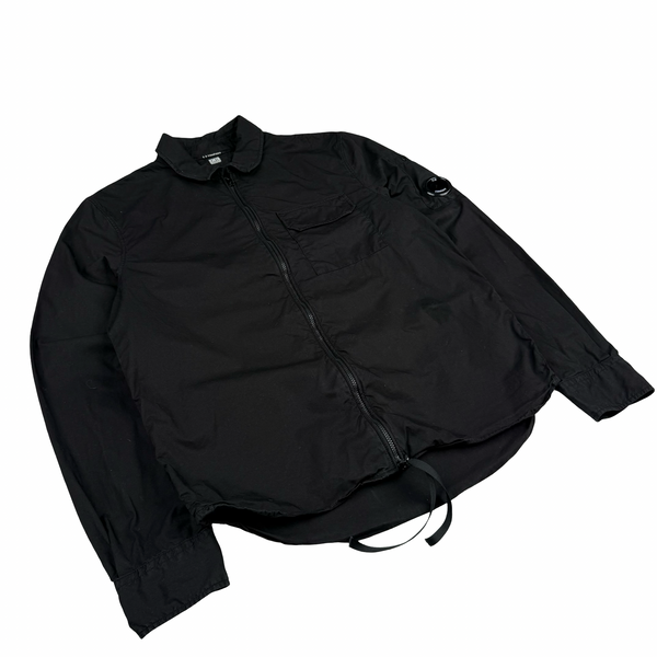 CP Company Black Cotton Lens View Zipped Overshirt - Small