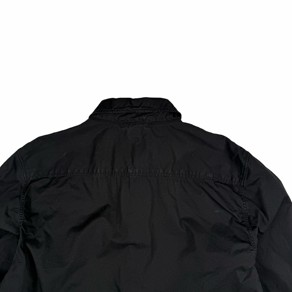 CP Company Black Cotton Lens View Zipped Overshirt - Small