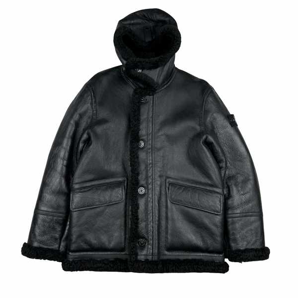 Stone Island X Supreme Hand Painted Hooded Shearling Jacket - Small