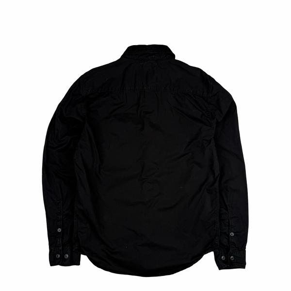CP Company Black Cotton Lens View Zipped Overshirt - Small