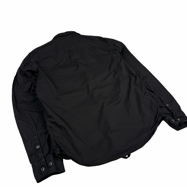 CP Company Black Cotton Lens View Zipped Overshirt - Small